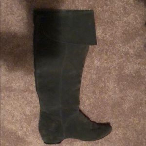 Grey suede over the knee boots